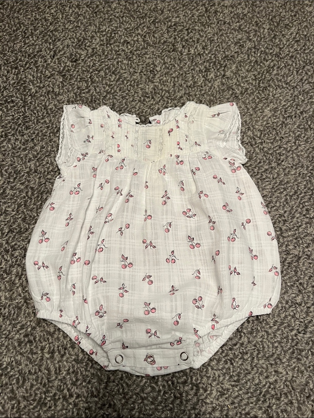 Bonpoint Baby Girls' White Cherry Print Bubble Romper